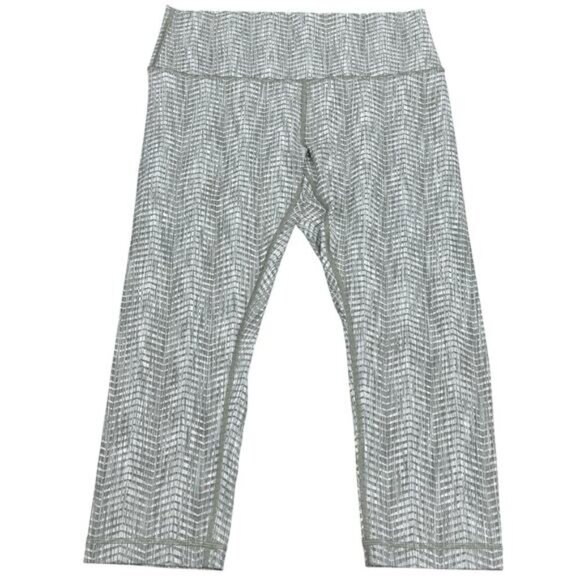 LULULEMON Wunder Under Crop High-Rise 21" Sz 12 Arrow Jacquard Olive Grey Sage - Picture 5 of 8